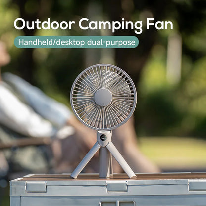 Portable Foldable Tripod Fan, Handheld Desk USB Rechargeable Mini Fan with 4 Speeds, 180 °   Adjustable for Camping, Office, Home, S