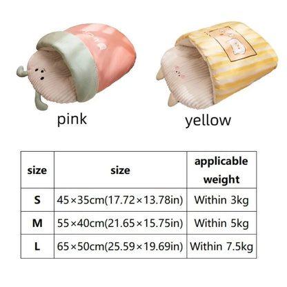 Pet Bed Cartoon 3D Cat Sleeping Bag Semi-enclosed Comfortable Tunnel Cat Nest Soft Warm Cat Mattresses Winter