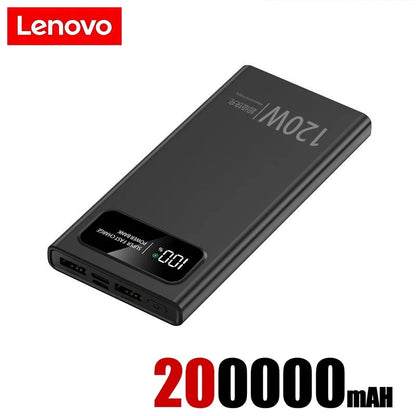 Lenovo 120W Fast Charging Power Bank 200000mAh Super Large Capacity Outdoor Powerbank With LED Digital Display For Mutly Device