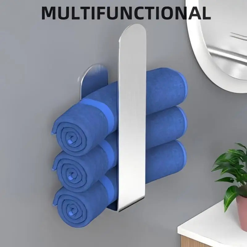 Towel Rack Non-punched Towel Bar Bathroom Accessories Self-adhesive Bathroom Kitchen Towel Hand Metal Rack Household Items