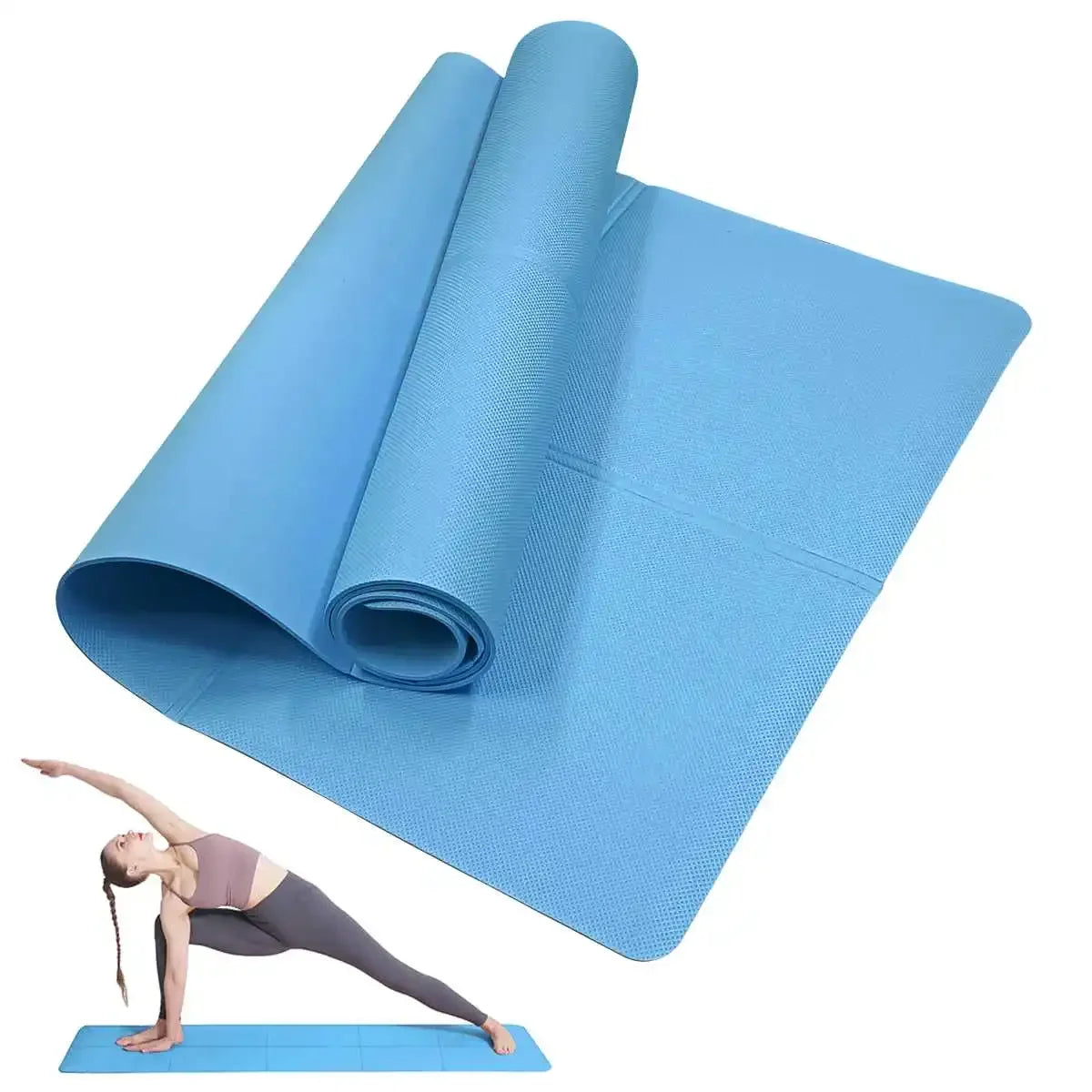 4 mm Anti-Slip Yoga M4mm Anti‑Slip Yoga Mat Portable Fitnesat Portable Fitness Workout Mat For Pilates Home Gym Ladies Exercise
