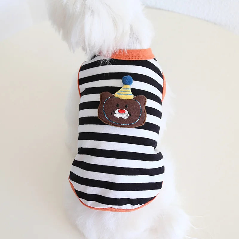 Pet Spring/summer Contrasting Striped Vest Spring/summer Cat Clothing Pet Dress Dog Clothes for Small Dogs Puppy Clothes