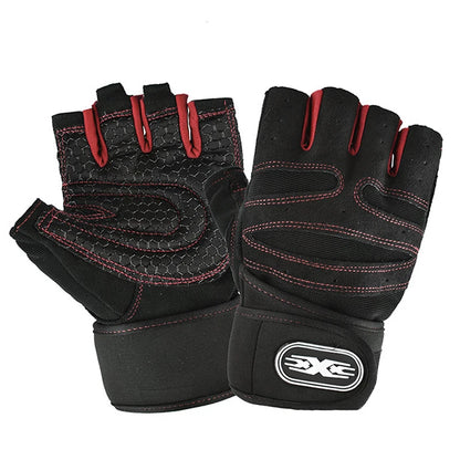 Workout Gloves for Men Women Half Finger Glove with Wrist Wrap for Sport Weight Lifting Training Bicycle Motorcyclist Gym Glove