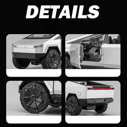 1:36 Cybertruck Pickup SUV Alloy Car Model Diecast Metal Toy Off-Road Vehicle Pull Back Truck Sound Light Toy Collection