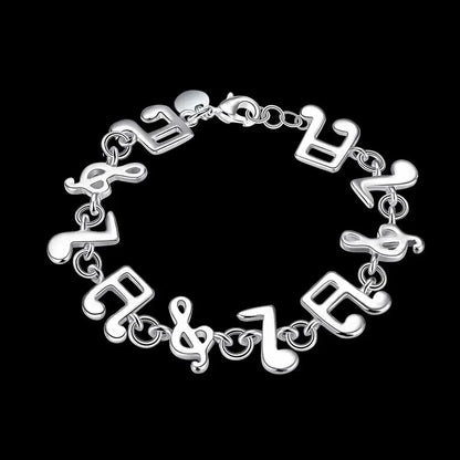 Hot Fine Musical Note Chain 925 Color Silver Bracelets for Women Wedding Party Girl Student Christmas Gifts Fashion Jewelry