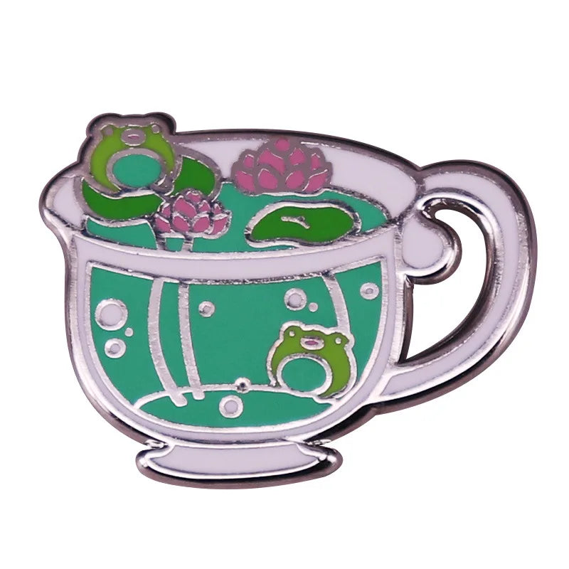 Lovely Delicate Cup Badge Personalized Creative Alloy Enamel Brooch Fashion Clothing Decorative Lapel Pin Boutique Metal Gift