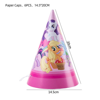 My Little Pony themed children's birthday party supplies, girls' first birthday tablecloth, tableware, paper cups, flag-raising