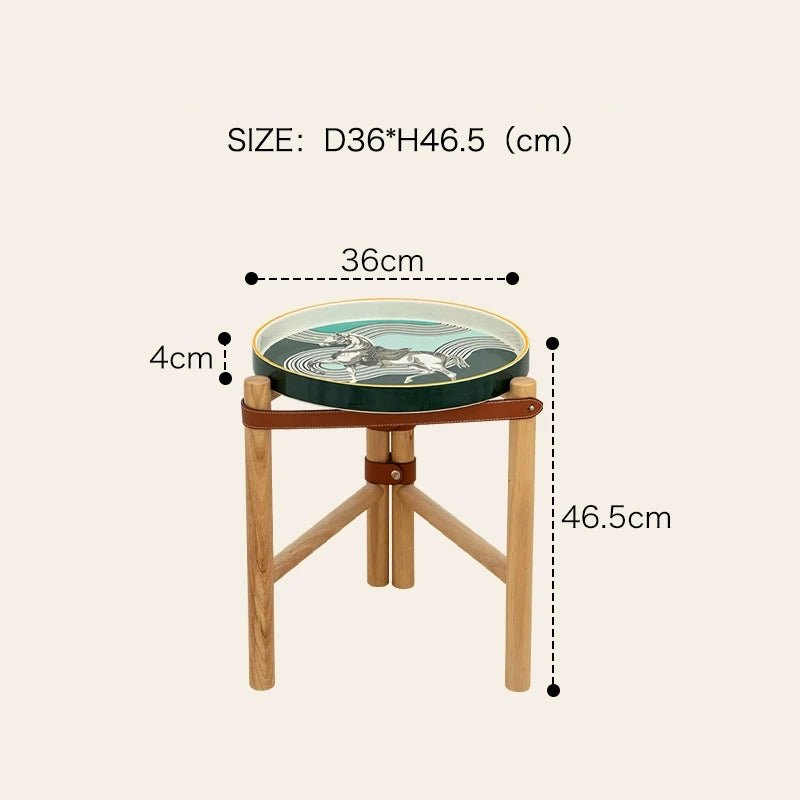 Vintage Coffee Table, Living Room Sofa Side Table, Ceramic Tray, Solid Wood Tea Table, Creative Storage Desk, Nordic Furniture