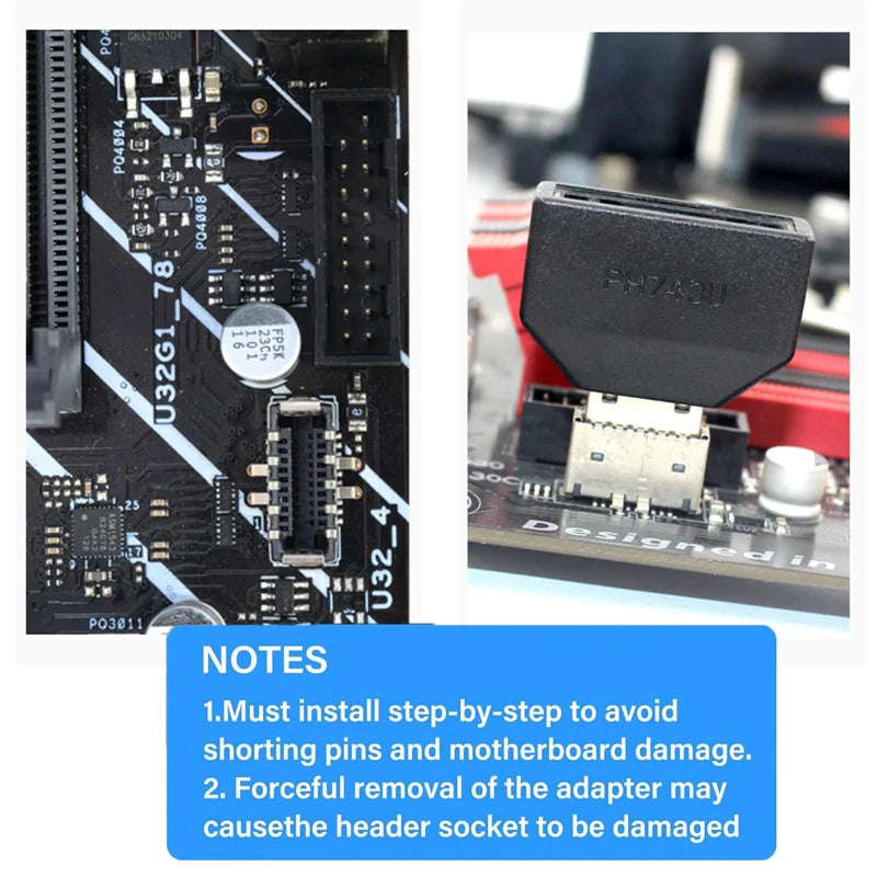 Motherboard USB 3.1 Type-E Header to USB 3.0 19/20Pin Adapter Front Panel Converter 5Gbps Data Transfer Plug & Play for Desktops