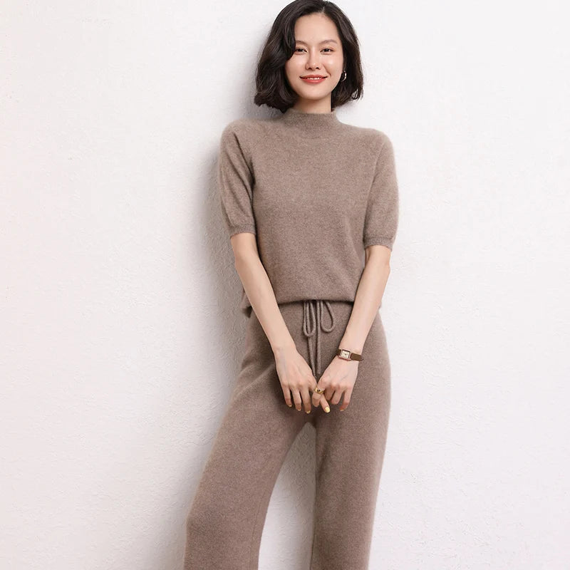 Hot Sale 100% Cashmere Women's Sweaters And Pullovers Autumn Female Casual Clothing Short Sleeve Soft Jumper Tops Spring