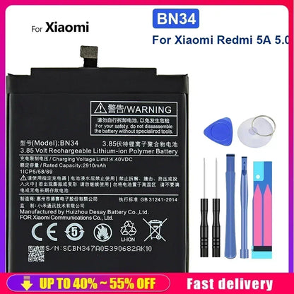 High Quality Battery For Phone Xiao mi Redmi5A 2910mAh BN-34 Fast Shipping