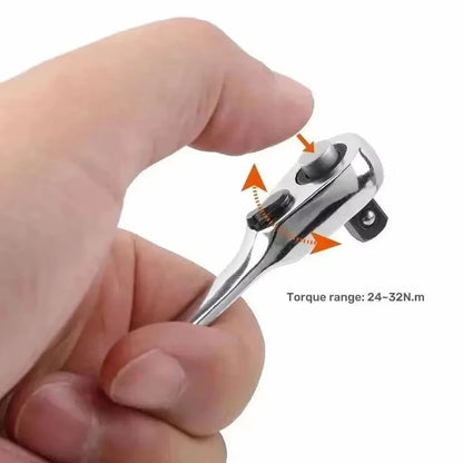 Rafford Mini Treble 1/4 Ratchet Wrench Double Ended Quick Socket Ratchet Wrench Screwdriver Hex Torque Wrenches Set 2in1 Spanner