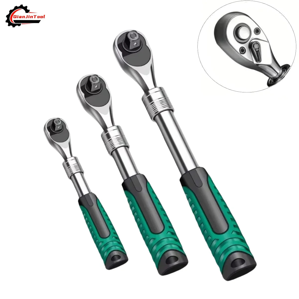 Ratchet Wrench 72 Tooth Telescopic 1/4 3/8 1/2 Inch Socket Automotive Nut Reversible Drive Wrench Mechanical Hand Repair Tool