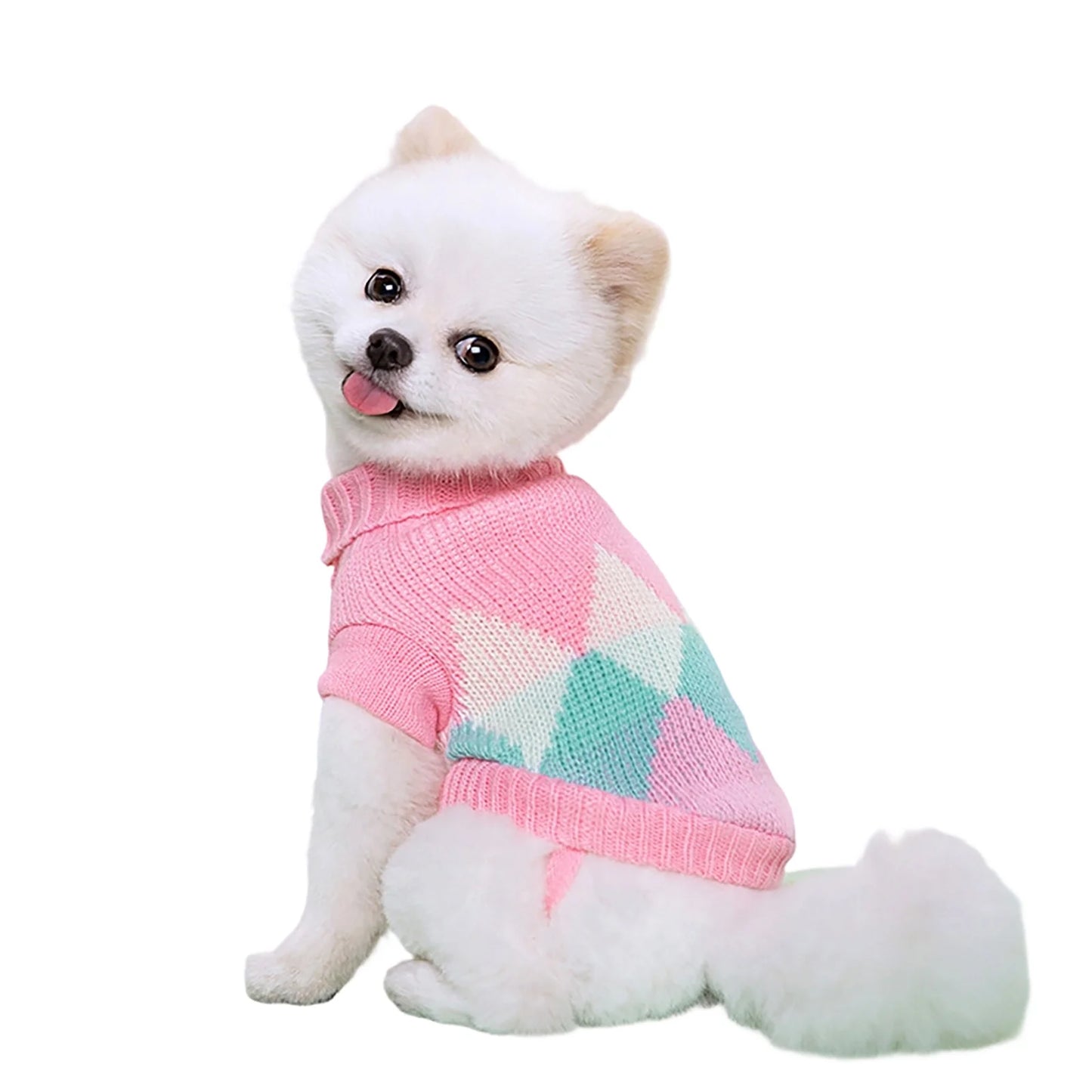 Pet Knit Sweater Autumn Winter Warm Elastic Turtleneck Two Leg Dog Cat Clothing Multi Color Striped Pattern Pet Apparel