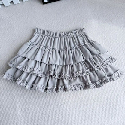 Sweet And Spicy High Waist Puffy Half-length Skirt for Women Anti-exposure Bow-knot Short Cake Skirt Spring Summer New Style