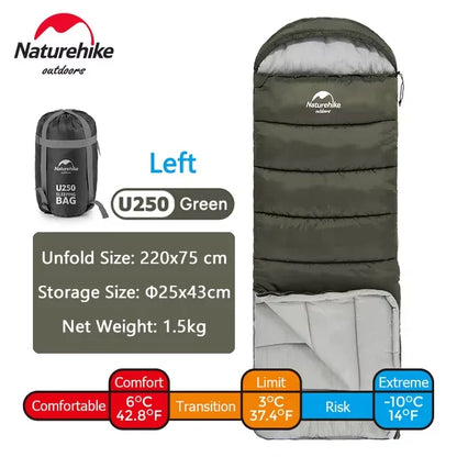 Naturehike Warm Sleeping Bag Ultralight Waterproof Splicable Double Sleeping Quilt Outdoor Winter Envelope Sleeping Bags