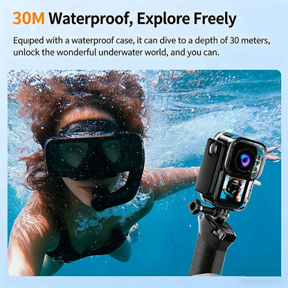 ANSVICAM 5K Mini Action Camera 4K60FPS Thumb Sports Camera with EIS Stabilization Dual Touch Screens Waterproof Magnetic Bodycam