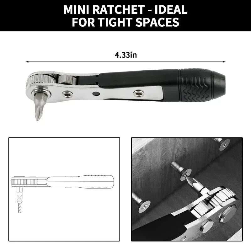 Screwdriver for Narrow Small Space Gap L-shaped Mini 36-tooth Ratchet Two-way Screwdriver Turning Right Angle
