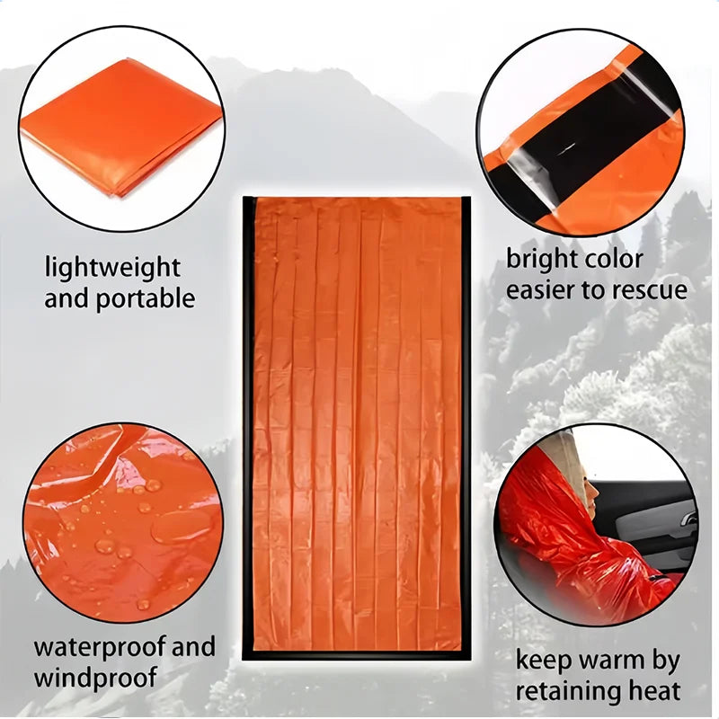 Waterproof Lightweight Thermal Emergency Sleeping Bag Bivy Sack Survival Blanket Bag CampingHiking, Outdoor Activities Equipment