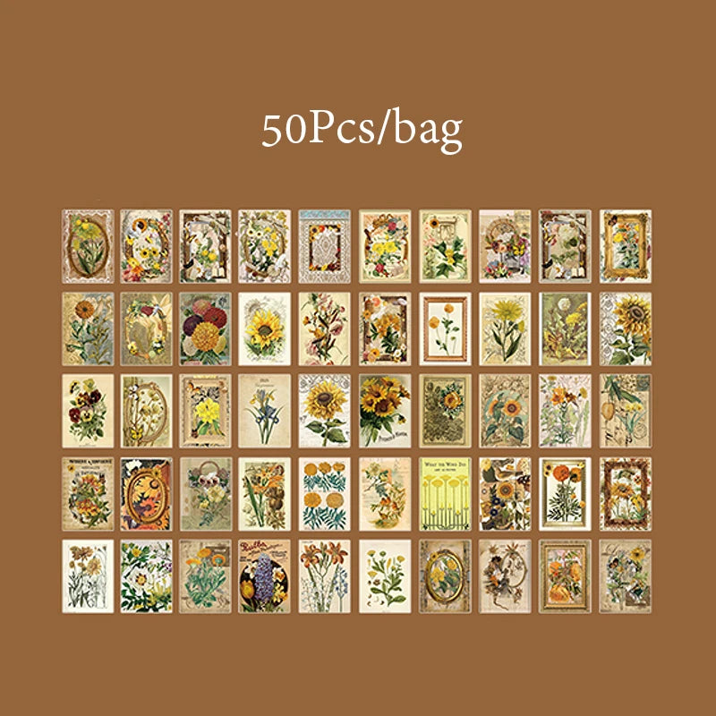 Mr. Paper, 50 Sheets/book,plant and Flower Themed Material Paper, Scrapbook, Diary, Decorative Wall Paintings,collage Card Paper