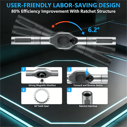 24 In 1 Magnetic Screwdriver Kit Portable Reversible Ratchet Driver High Torque Handle Home DIY Repair Tools
