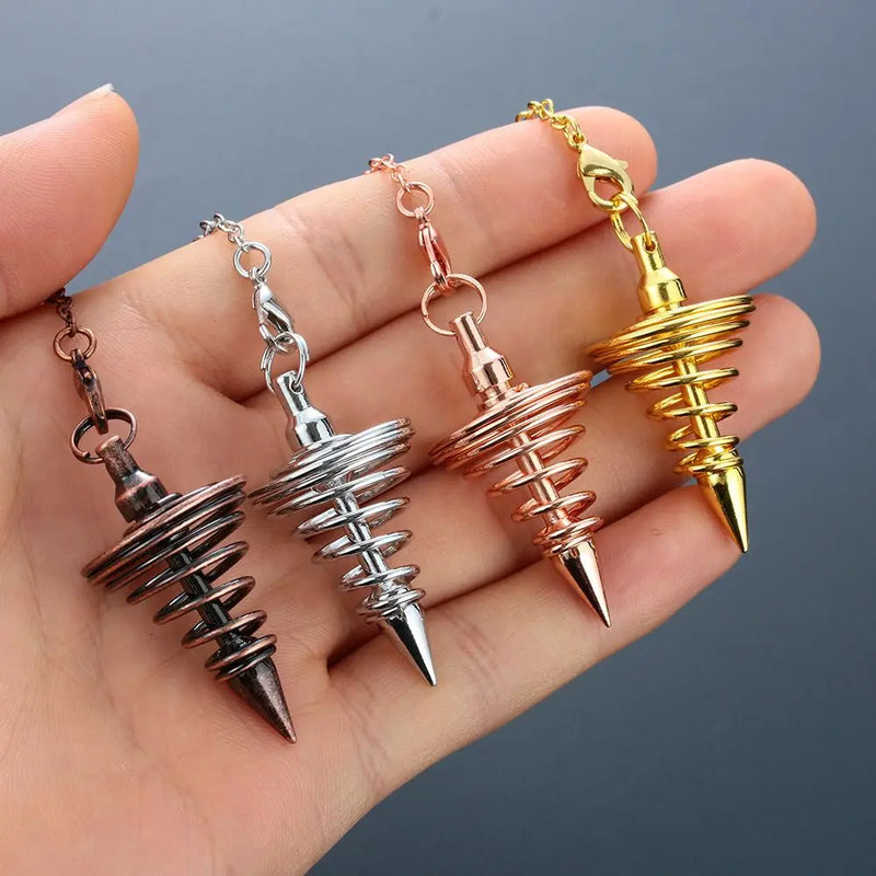 Fashion Jewelry New Rose Gold Dowsing Spiral Cone Pattern Healing Pyramid Pendule Reiki Amulet Reiki Pendulum Pendant