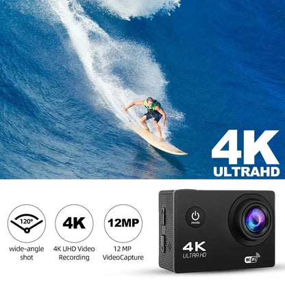 5K Dual-Screen Action Camera With WiFi Direct Connection Autofocus Waterproof Shooting LED Touchscreen And Remote Control Design