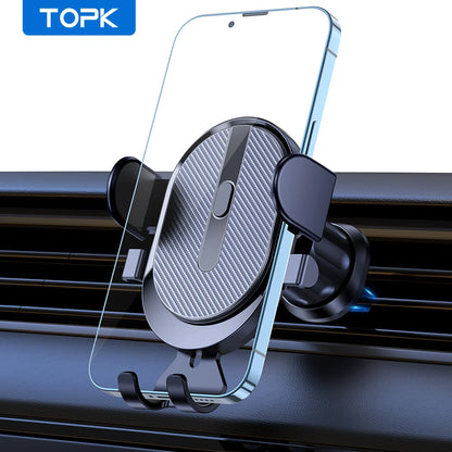 Car Phone Holder Mount, TOPK [2023 Upgrade Auto Locking] Universal Phone Holder with Hook Clip for Car Air Vent
