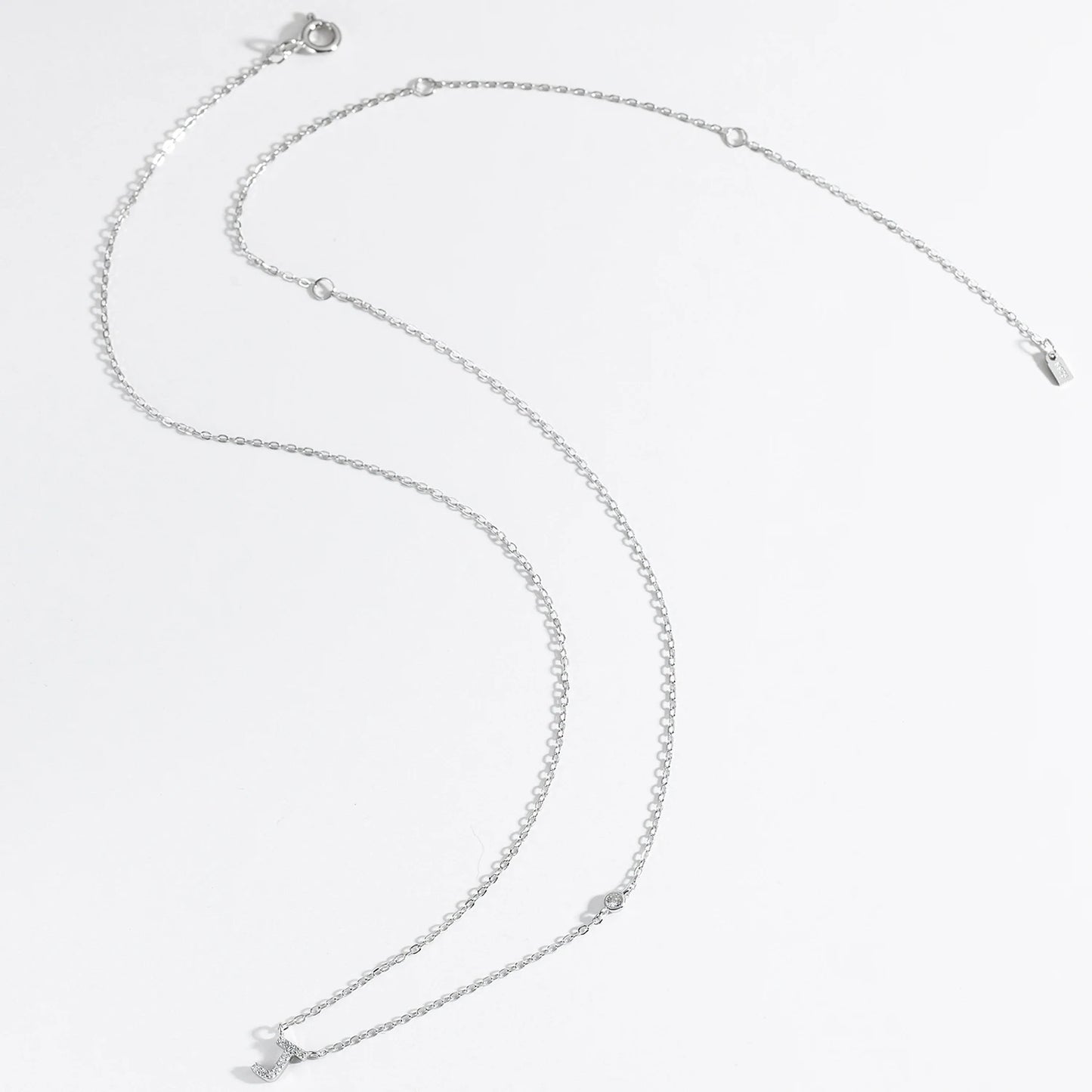 VEWANT New 925 Sterling Silver Monogram Initial Letter A M Pendant Long Chain Necklace Crystal Fine Jewelry Luxury Fine Jewelry