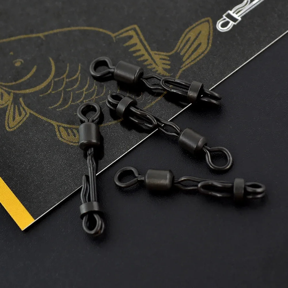 Hirisi 10pcs Quick Change Swivel With Clam Lock Clip For Carp Fishing Terminal Tackle Freshwater Fishing Accessories
