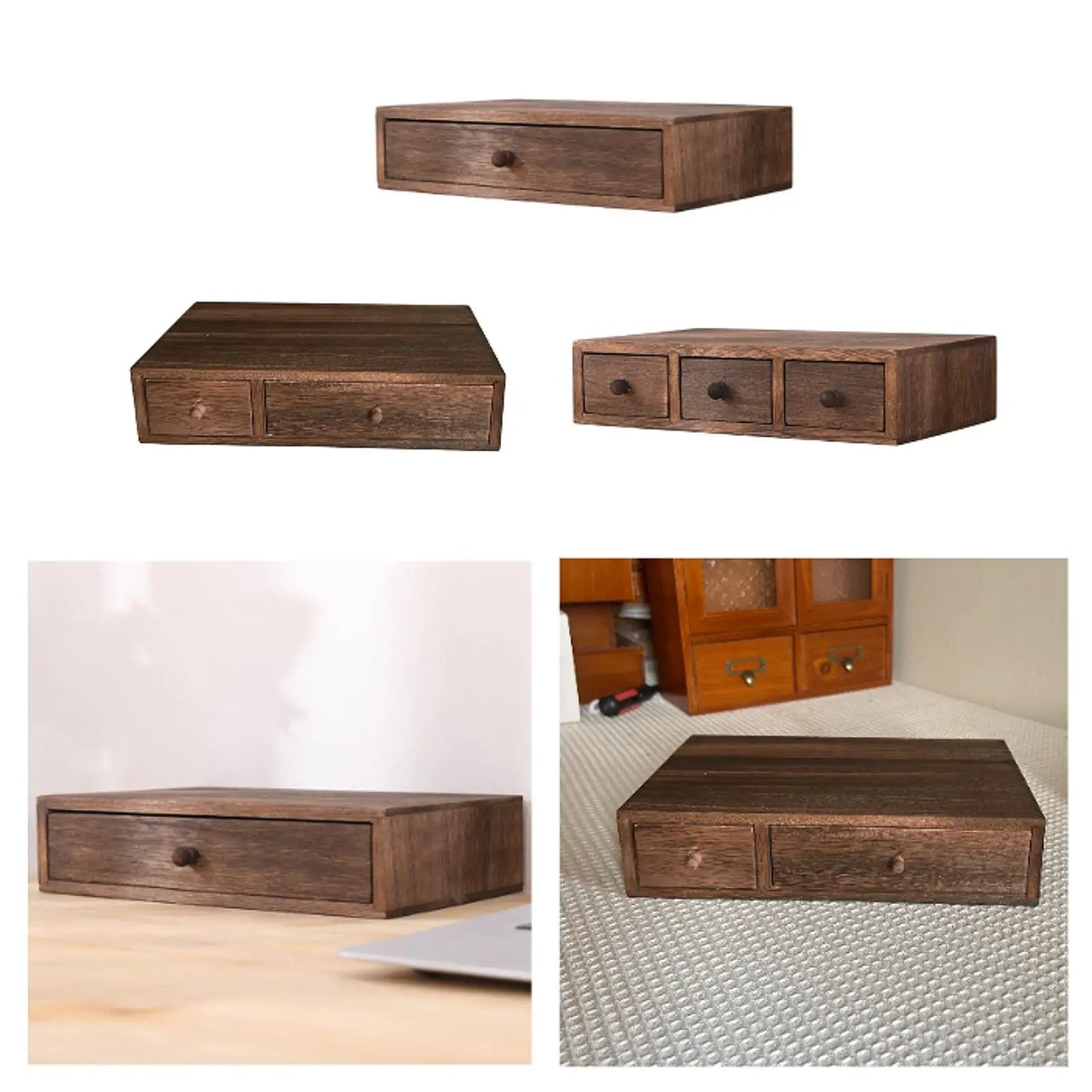 Wood Desktop Organizer Office Supplies Organizer with Drawer Versatile Cosmetic