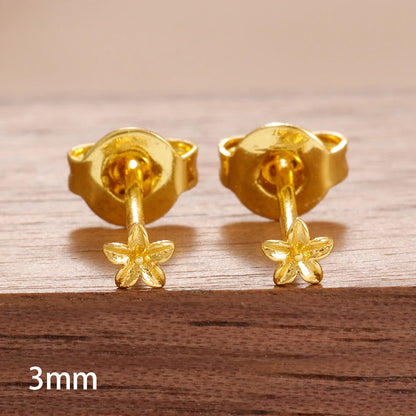 Exquisite Gold Color Simple Small Flower Stud Earring For Women Cute Hypoallergenic Daily Wear Ear Piercing Jewelry Wholesale