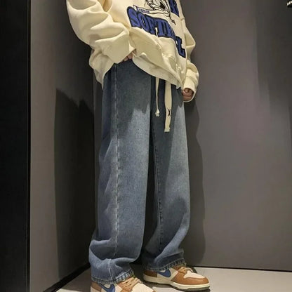 Loose Velvet Thick Jeans Women Warm Straight Causal Autumn Winter Students Preppy High Waist All-match Chic Ulzzang Streetwear