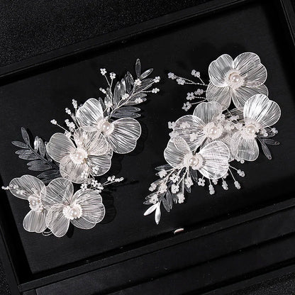 Bridal Wedding Headband Flower Pearl Hairpin Hair Accessories for Women Hair Jewelry Party Bride Headpiece Bridesmaid Gift