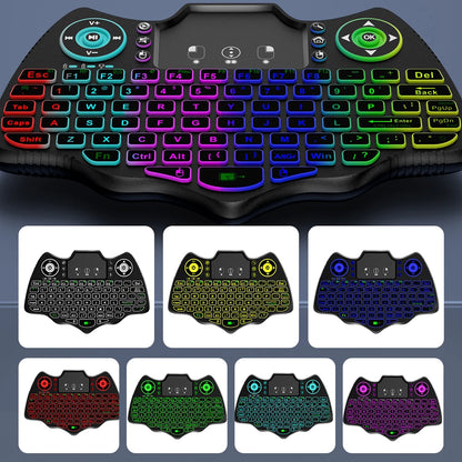 MRSVI V18 Mini Wireless Keyboard 2.4G BT Touch 7 Color Backlit French Spanish Russian Air Mouse Keyboard Gift for Android TV Box