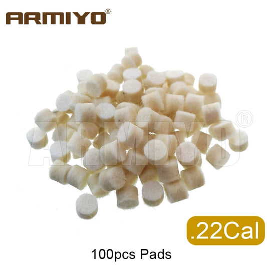 Armiyo .17Cal 5.56mm ~ 9mm .45Cal 100Pcs Wool Felt Polishing Pad Without Hole Bore Mop Brush Pipeline Cleaning Oiling Tool