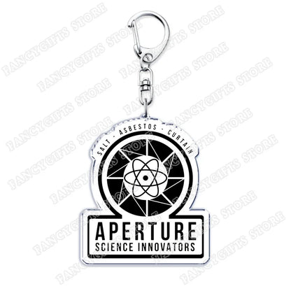 Trending Video Game Keychains for Accessories Bag Glados Aperture Laboratories Science Keyrings Jewelry Gamer Fans Gaming Gifts