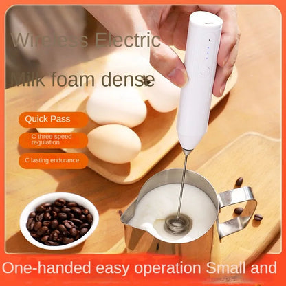 Automatic Stainless Steel Handheld Whisk Mini Portable Blender with 3 Speed Adjustable USB Rechargeable Milk Frother for Kitchen