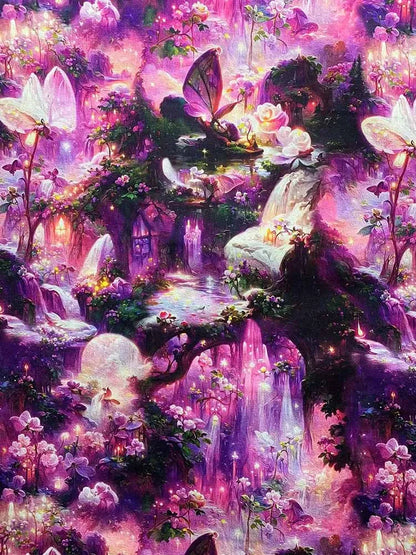 Cotton Fabric Digital Printing HD Fairy Tale Dream House Elf for DIY Handmade Sewing Clothes Bags Dresses by Half Meter
