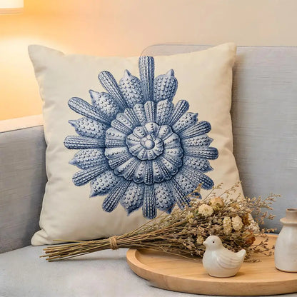 Cushion Cover  Linen  Skin-Friendly Soft Decorative Case For Sofa Home Decor Blue Sea Creature Coral Shrimp Pillow cover