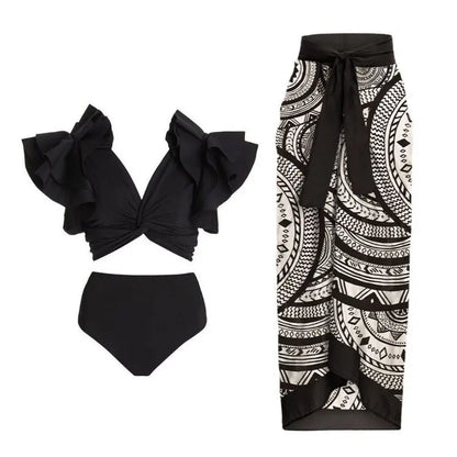 2023 New Arrival Push Up Women Bikini Set Floral Printed Ruffle Bikinis Strappy Bandage Swimwear Brazilian Biquini Bathing Suit