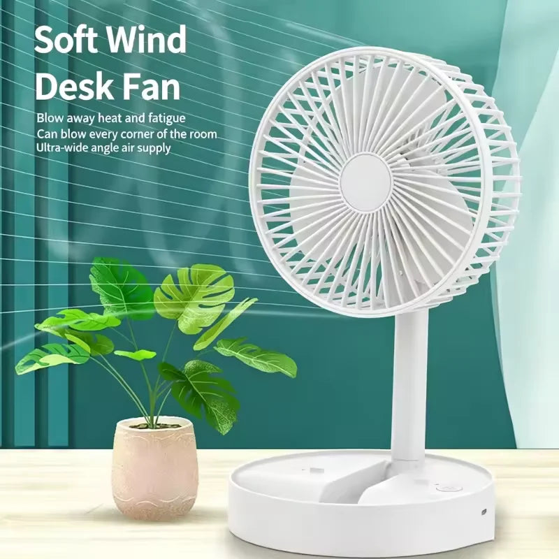 Portable Foldable Desktop Fan USB C Rechargeable 1800mAh Battery 3 Speed Ultra Quiet Fan for Home Office Bedroom Dorm Mini Fan