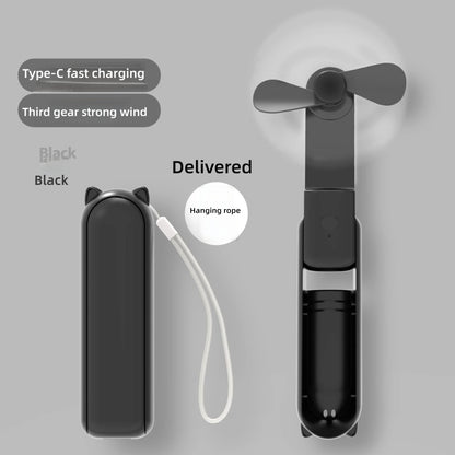 Portable Mini Handheld Fan Small Pocket Fan USB Rechargeable Battery Fan Folding Cooling Hand Fan Mini USB Fan with Power Bank