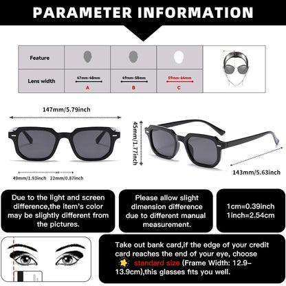 1Pc Men's Fashion Glasses New Trendy Square Frame Retro Rivet Y2K Music Festival Cool Street Style Decoration Suitable for Daily