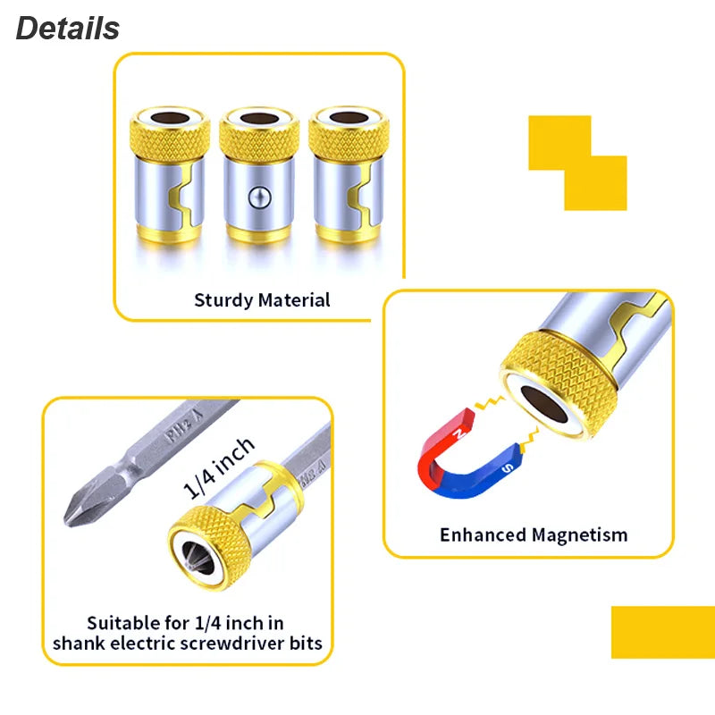 Magnetic Ring Screwdriver Bit Holder Cross Phillips Magnet 1/4 Strong Magnetizer Removable Part Adapter Screw Driver Power Tool