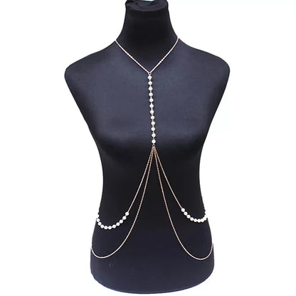 Jewelry: Sexy Babes, Imitation Pearl Body Chains, Sexy Bikini Beach Waist Chains