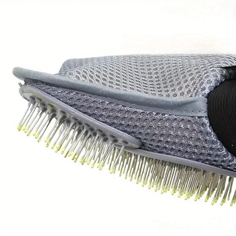 Gentle Deshedding Pet Grooming Glove - Efficient Dog & Cat Hair Removal Brush with Massage Tips for Stress-Free Grooming