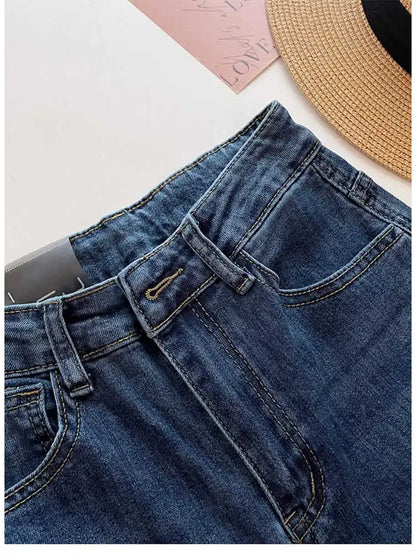 2025 Autumn Winter Women Korean Shoujo Flare Denim Pants Ruffle Blue Vintage High Street 2000s Jeans Y2k Kpop Bell Bottom Design