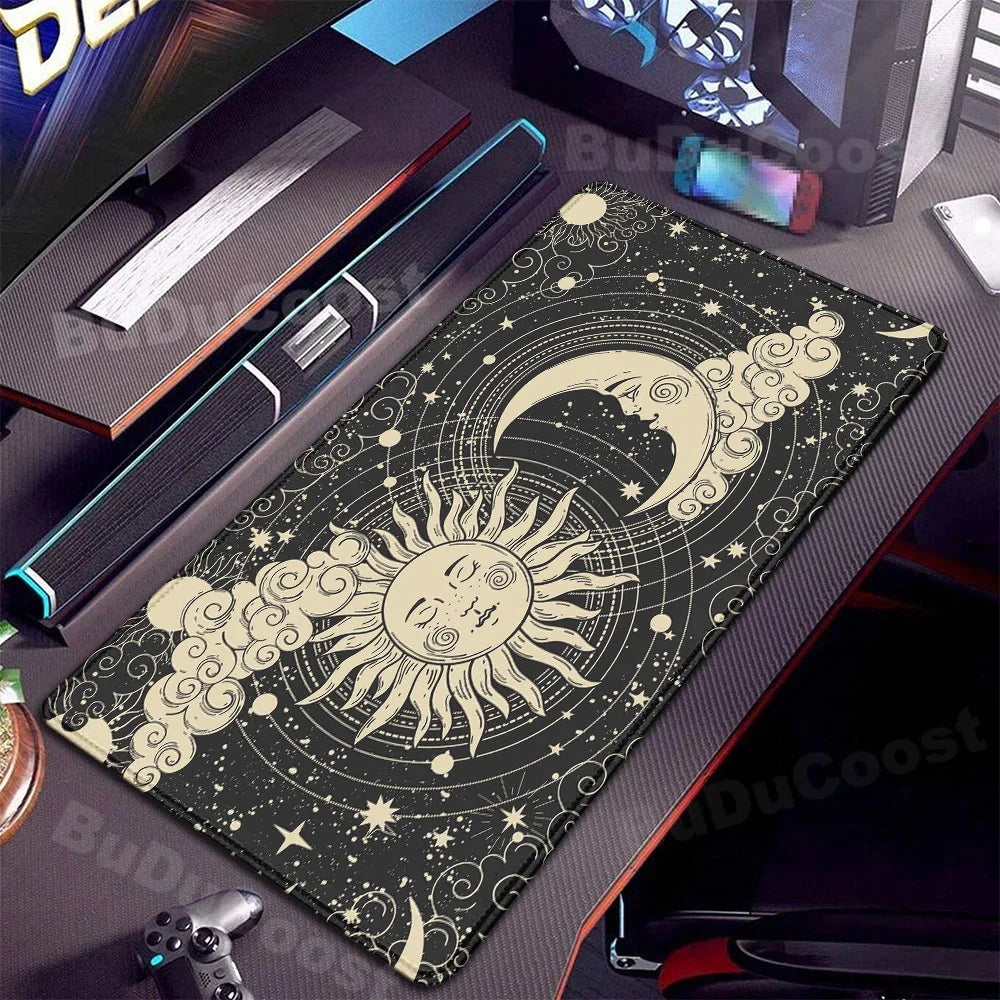 XXL Computer Desk Pad Pink Art keyboardpad Moon Space Mousepad Laptop Table Mat 900x400mm Rubber Anti-slip Soft Desktop Mice Pad