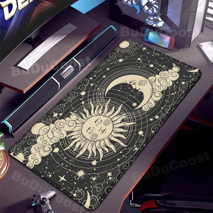 XXL Computer Desk Pad Pink Art keyboardpad Moon Space Mousepad Laptop Table Mat 900x400mm Rubber Anti-slip Soft Desktop Mice Pad